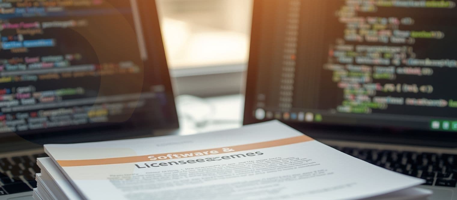 Softwarelicensdokument på skrivebord — SaaS management for ejerledere